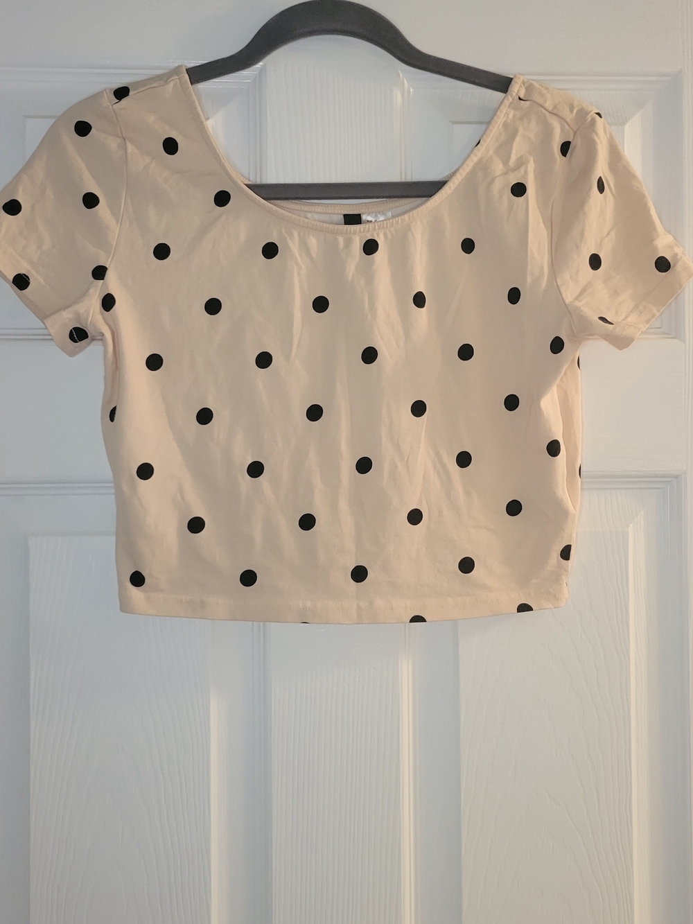 H&M Polka Dot Crop Top - Cream with Black Dots